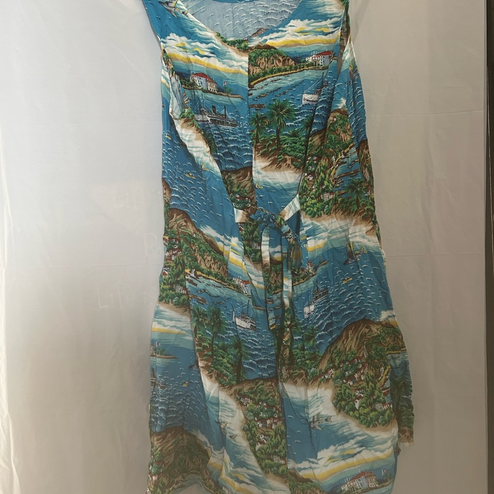 Catalina Island Print Sleeveless Short Sundress Sz L - Picture 10 of 10